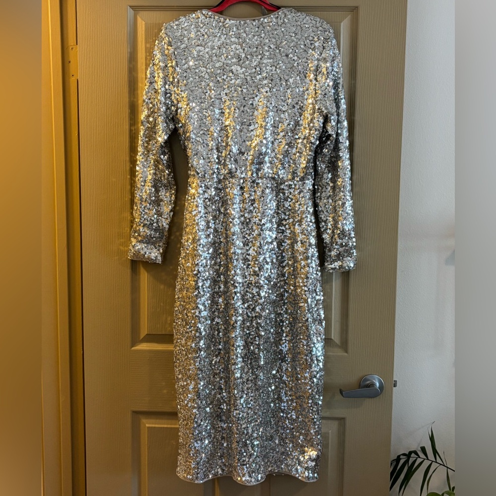 H&M Silver Sequin Wrap Cocktail Dress - Picture 2 of 3